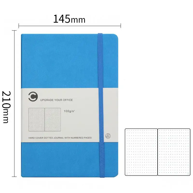 A5 кожаный блокнот в твердом переплете, записная книжка в горошек, повязки, дневник, 100 г/см, записная книжка, планировщик, блокнот для путешествий, блокнот, настраиваемый логотип D40 - Цвет: blue