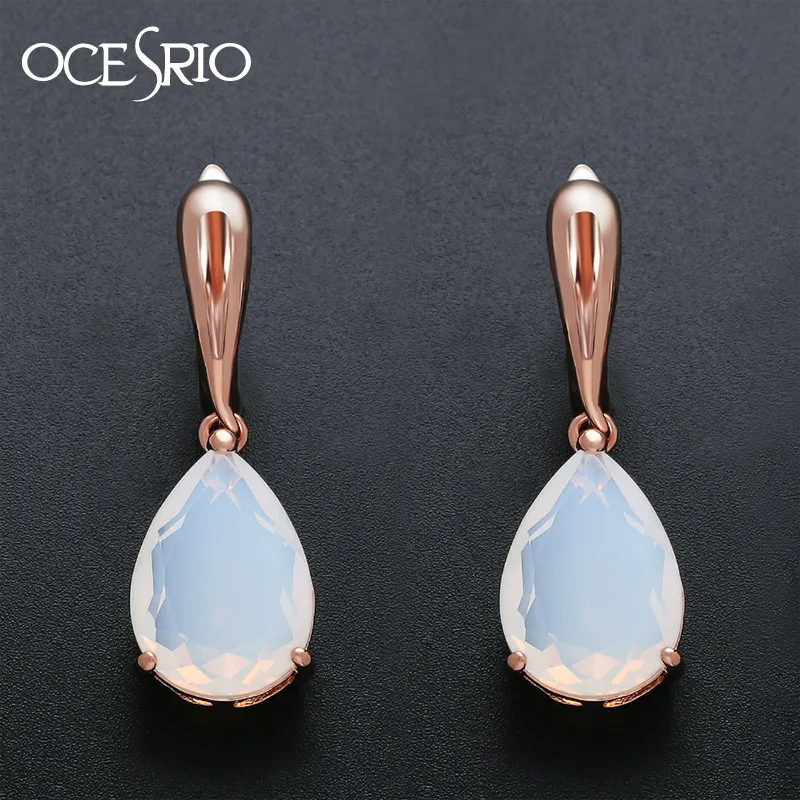 

OCSERIO Gold 585 Zircon Women Earrings with crystals Water Drop Rose Gold Earrings with Stones Womens Jewelry Earings ers-p13