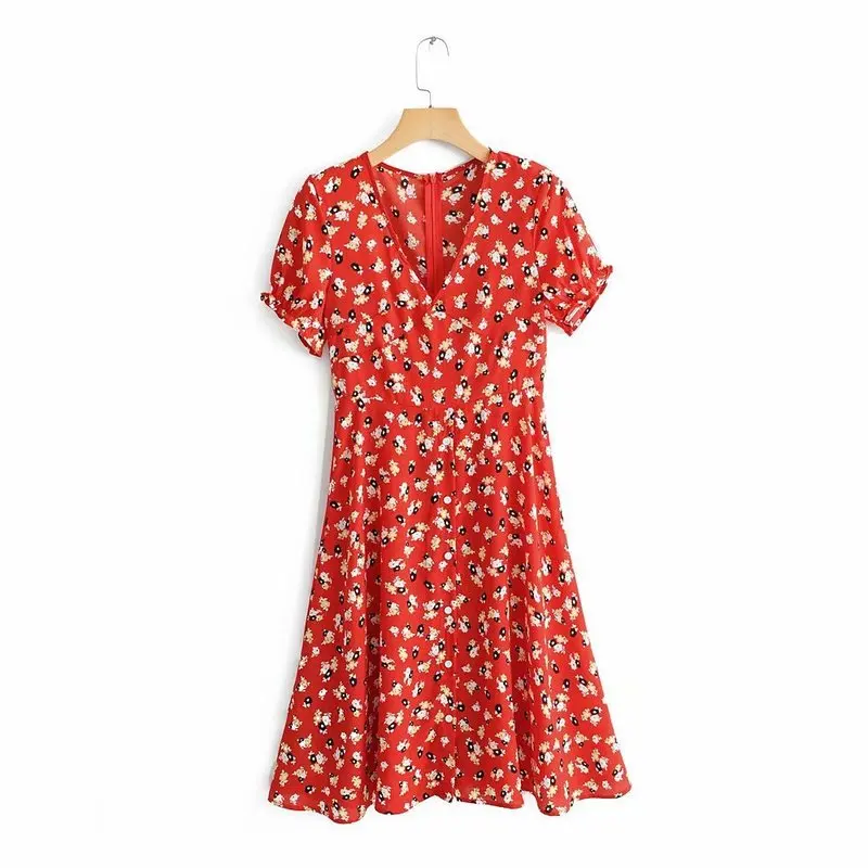 

Eiffel 48-014 European and American fashion tall waist printed dresses