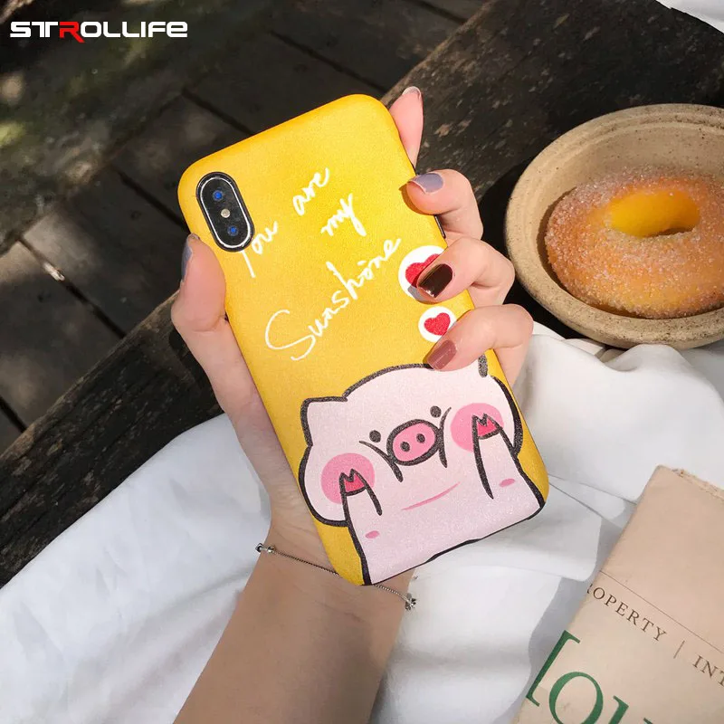 

STROLLIFE Relief Cartoon Pattern Phone Case for Huawei P20 Pro Funny Pig Cover for Mate 20 Honor 10 Nova3 3e 2s Couples Shell