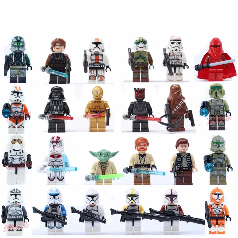 

24pcs STAR WARS Figure Jedi Skywalker Darth Maul Clone War Storm Trooper Yoda Building Toys Compatible With Lego Block