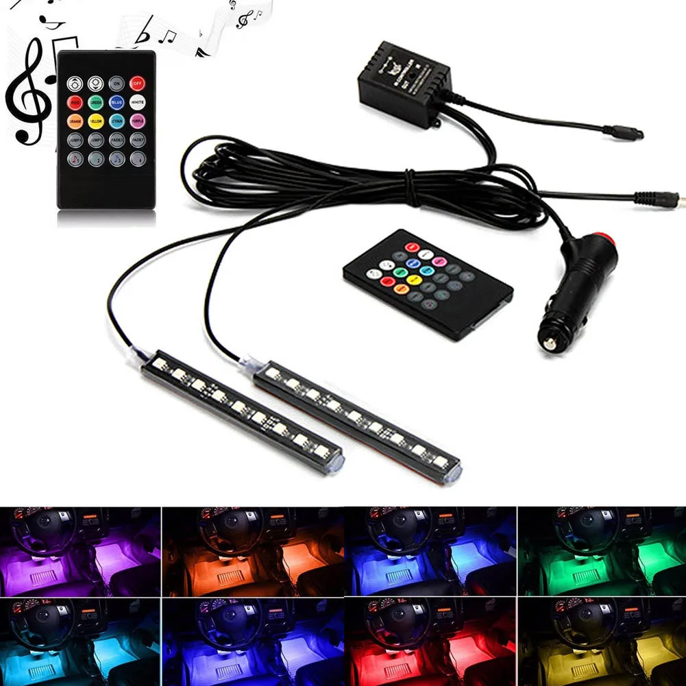 

12V Car Lights Waterproof 2 Pcs Light Strips Flexible LED Auto Interior Decor Floor Lamp Kit NR-shipping
