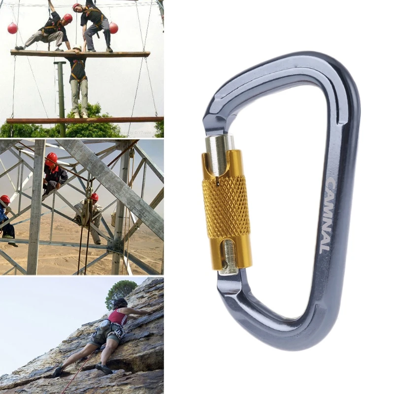 28KN Professional Carabiner D Shape Auto Locking Buckle Rock Climbing Equipmentin Climbing