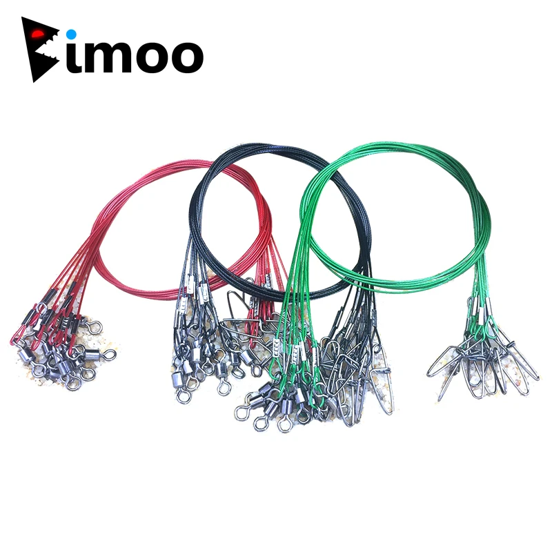 

Bimoo 10PCS Thick Wire 50CMX1mm 150LB Steel Fishing Leader Trace Saltwater Fishing Trolling Anti Bite Lure Jig Hook Connector