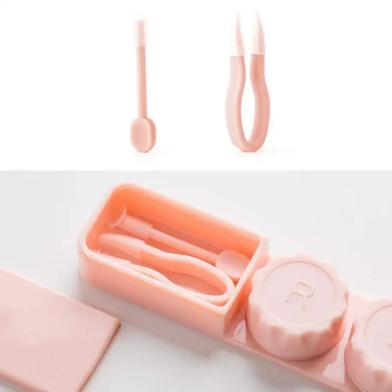 

Simple Contact Lens Case Glasses Companion Box Beautiful Girl Powder Double Box Portable Myopia Contact Lens Box