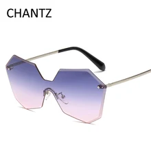 Océano de la vendimia Lente gafas de Sol de Mujer de Marca Accesorios de Gafas Sin Montura de Metal Gafas de Sol de Los Hombres UV400 Gafas De Sol Mujer Hombre