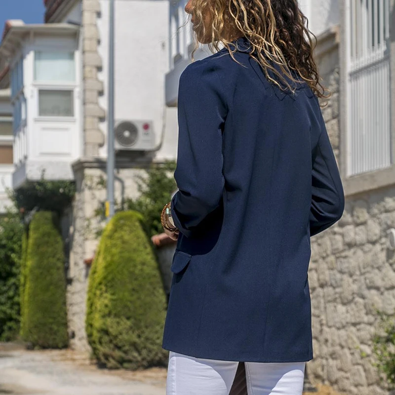 Women's Stylish Solid Blazers Fashion Long Sleeve Open Stitch Blazer Feminino Plus Size Female Jacket Casual Outerwear Tops