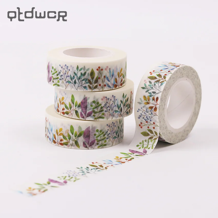 Gran venta Cinta Washi de plantas herbáceas, cinta adhesiva decorativa para álbum de recortes, etiqueta de cinta adhesiva para regalo para niños, cm x 10m, 1 unidad 16njEawj