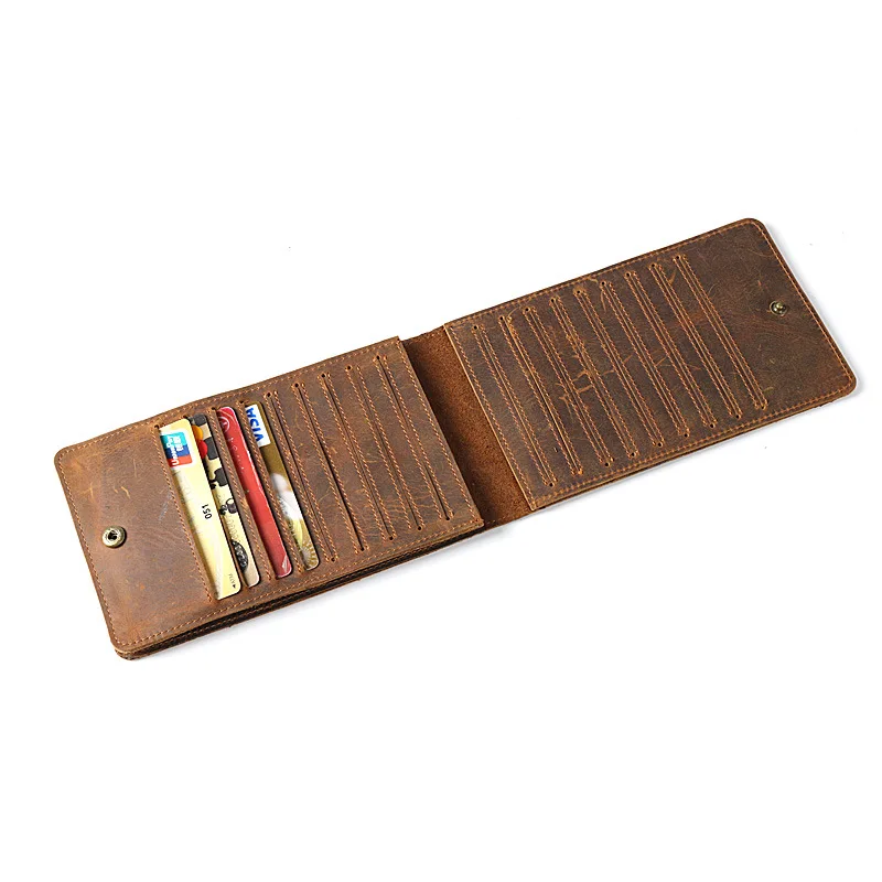 

Crazy Horse Leather CardHolder 18 Slots Credit Card Cover Long Retro Business Wallet for Credit Cards Capacity Card Organizer