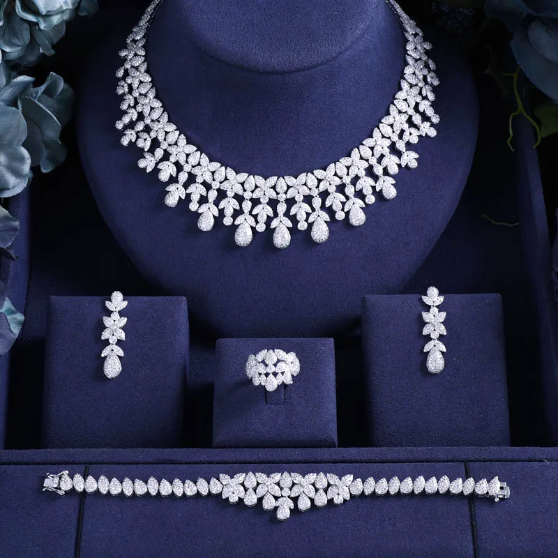 

jankelly Hotsale African 4pcs Bridal Jewelry Sets New Fashion Dubai Full Jewelry Set For Women Wedding Party Accessories Design