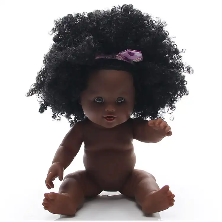 1pcs 30cm Afro Soft Plastic Toy With Clothes Black Skin Dolls In