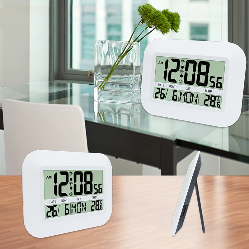 

Digital Led Wall Clock Large LED Backlight Alarm Clock Calendar Thermometer Desktop Watch Clock Digital Wall Clock