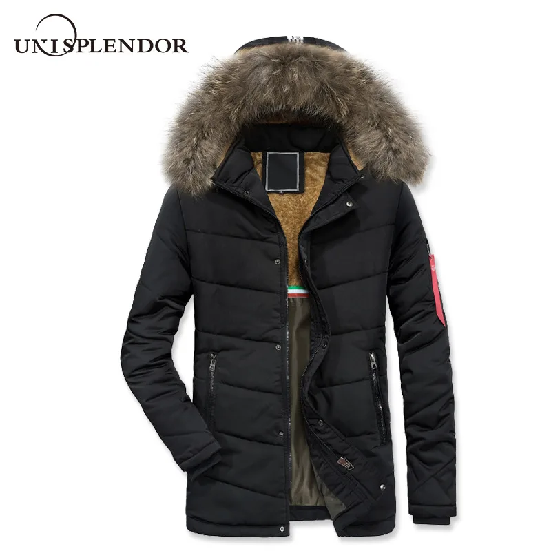 

2019 Men Coat Winter Man Parkas Thicken Mans Fur collar Hooded Outwear Male Warm Jacket Brand Casual Men's Coat Solid YN10380