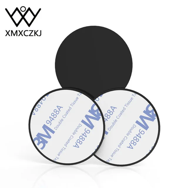 XMXCZKJ Car Magnetic Holder Accessories Replacement PU Leather Metal Plate Kit With Adhesive Magnet For Disk Mobile Phone Stand - Цвет: 2Style-2Pcs