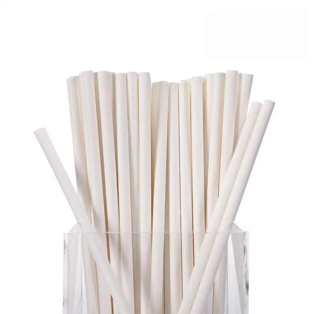 White Paper Straws 300pcs per Pack 100% Biodegradable 7.75inches Top Quality Drinking (White) | Дом и сад