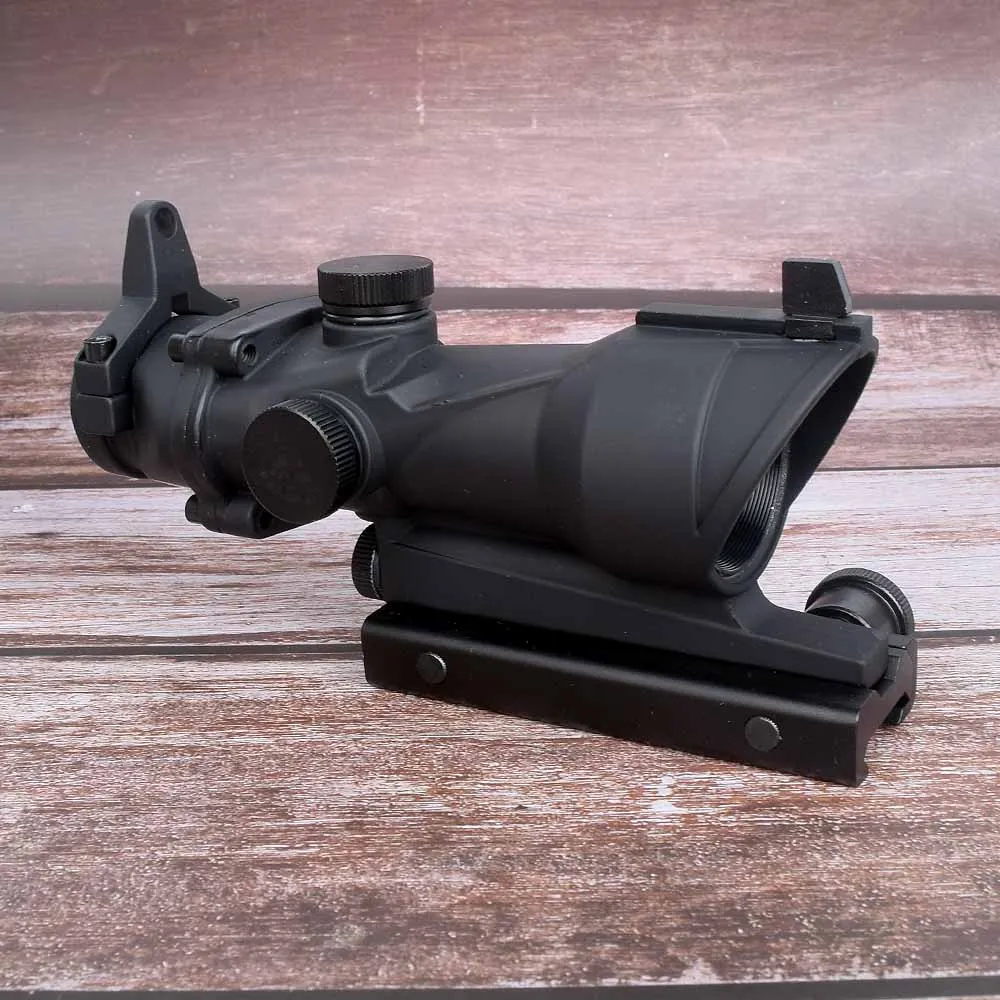 Tanie Polowanie celownik myśliwski ACOG 1X32 taktyczna czerwona zielona kropka celownik podświetlany optyczny luneta celownicza z 20mm szyną do pistoletu Airsoft