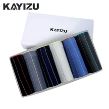 KAYIZU 6 шт./лот, Полосатое Мужское нижнее белье, хлопок, боксеры, шорты, мужские трусы, трусы, Cuecas Masculina, мужское нижнее белье, много