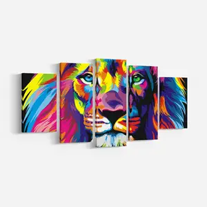 Un Arte Moderno De La Pared 5 Piezas Coloridas Animales Del Vector