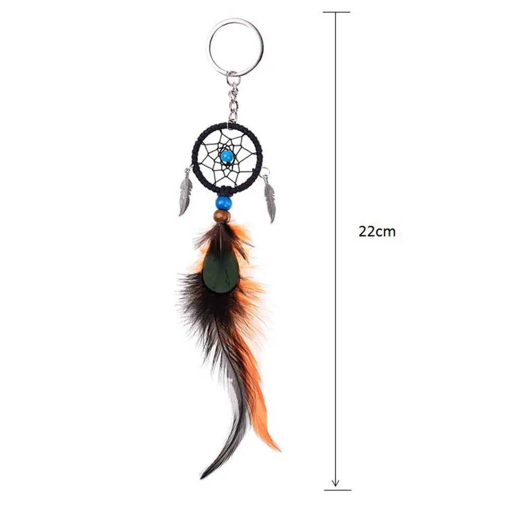 Hand Woven National Style Hand Catching Dream Net Feather Key Car Pendant Dropshipping