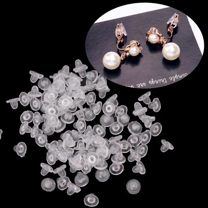 

100Pcs Clear Anti-Pain Rubber Clip On Earring Super Soft Silicone Cushion Pads