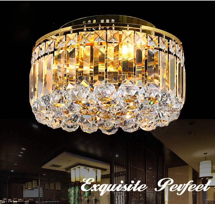 

modern europe golden chrome K9 crystal ceiling lamp light living room restaurant entrance lighting