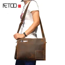AETOO функциональная импортная первый слой кожи Мужская Ручная сумка-мессенджер кожаная с ретро мужская сумка