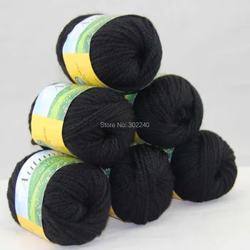 

LOT of 6 BallsX50g Chunky Hand-woven Coarse Knitting Yarn Black 217