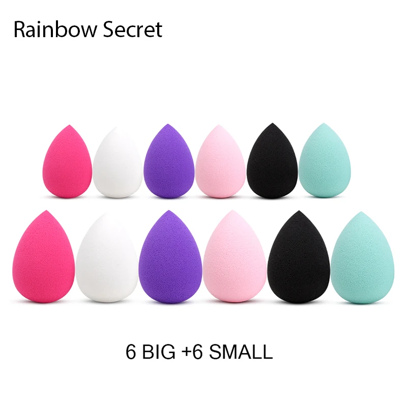

12pcs/set Makeup Foundation Sponge 6 Big+6 small Size Cosmetic Puff Powder Smooth Beauty Cosmetic Make Up Sponge Kit