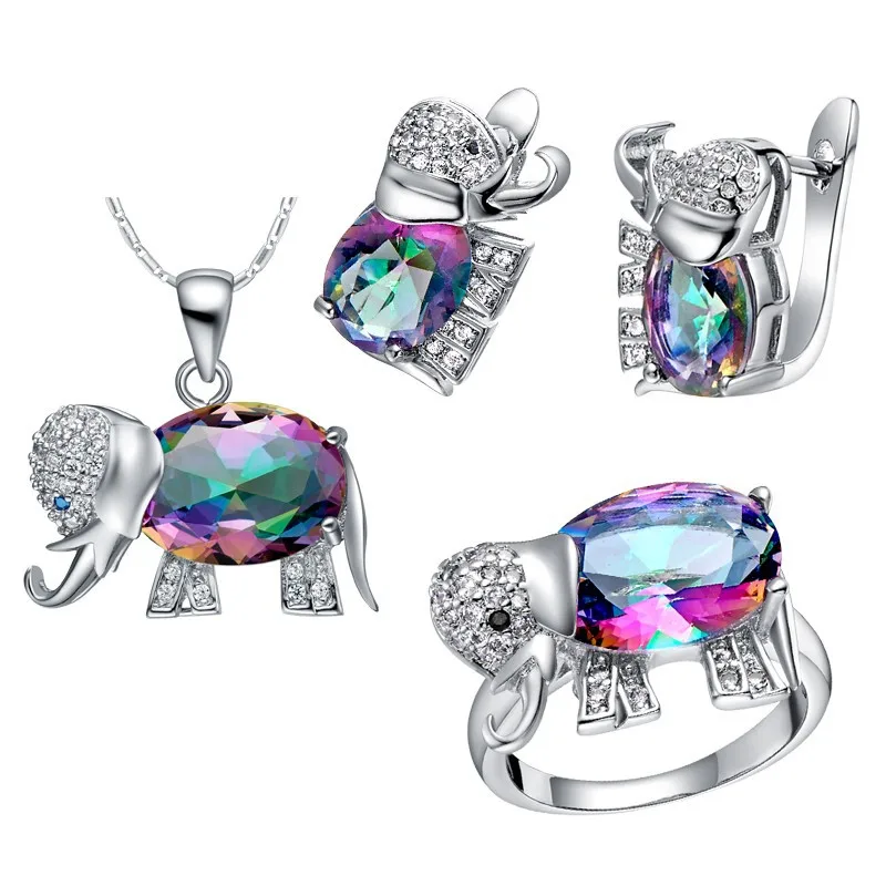 

wholesal WGP Zircon Gem Noble Rich Ring Earrings Necklace Set Heart Love gem Gem Stone Women Christmas Gift for women jewelry
