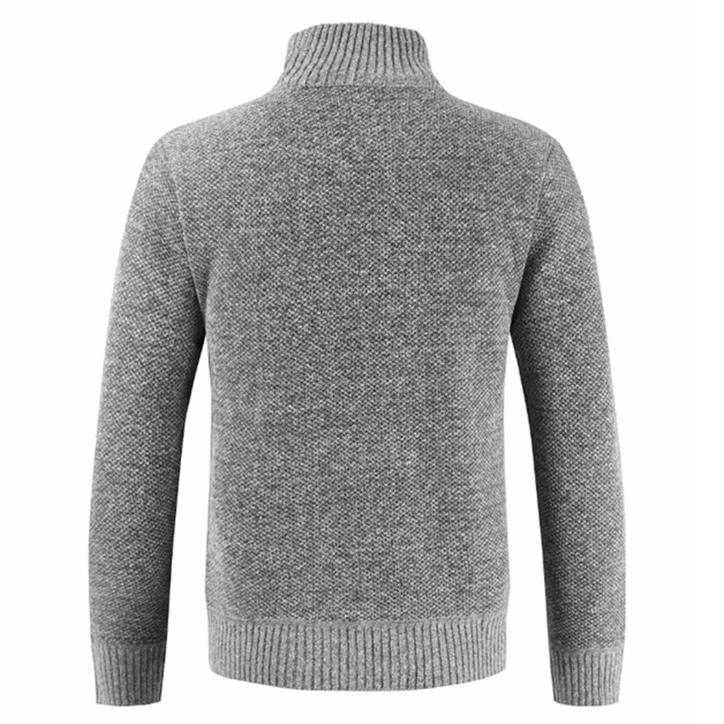 Man Autumn Winter Clothing M-3XL Plus Size Zipper Knitted Sweaters Male Long Sleeve Stand Collar Cardigan Jacket Coat Outwear