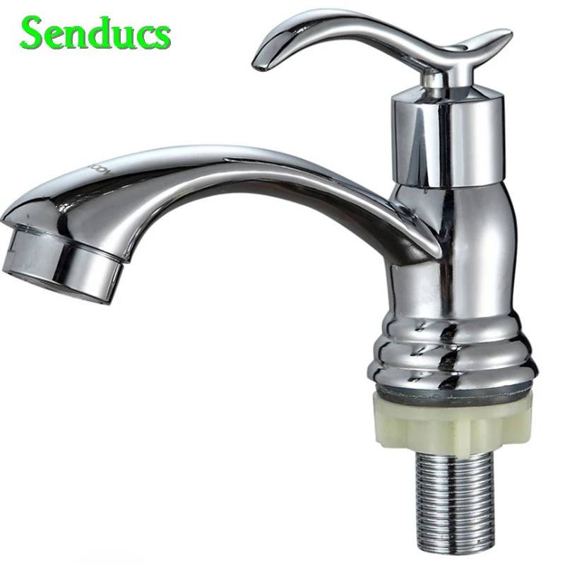 

Senducs Deck Mounted Cold Basin Mixer Tap with High Quality Polished Chrome Cold Bathroom Mixer Tap Cold Water Faucet