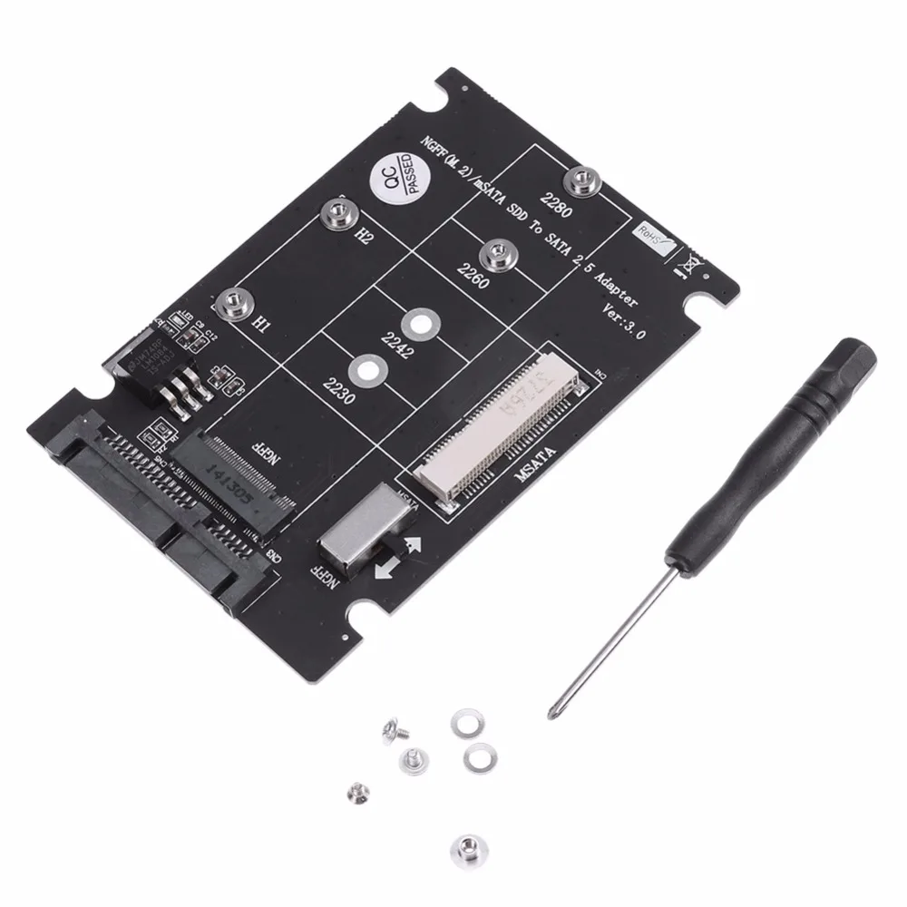 

2 in 1 NGFF M.2 B+M Key Mini PCI-E PCI Express or mSATA SSD to SATA III SATA 3 Adapter Card Support 22*30 22*42 22*60 22*80