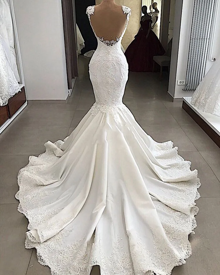 Vestidos De Novia шапка класса Люкс Свадебные платья с рукавами русалки 2019 атлас