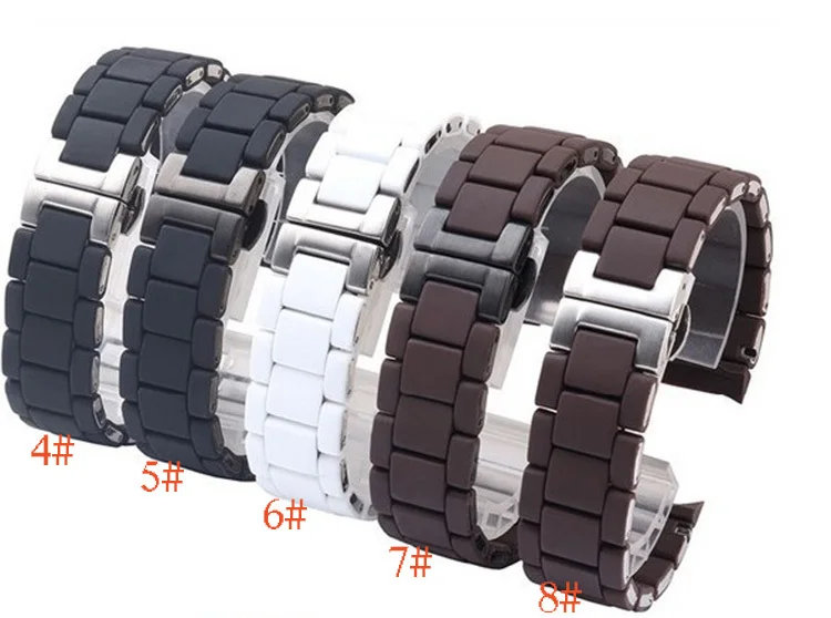 

Watchbands strap Bracelets Black Brown White silver butterfly buckle men Watch Accessories rubber wrap steel AR5858AR5859 AR5868