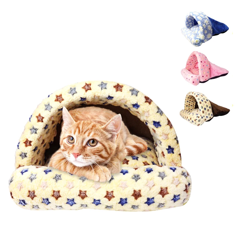 Lovely Design Cat Sleeping Bag Warm cute Foldable Dog Cat Bed Pet Dog House Lovely Soft Pet Cat