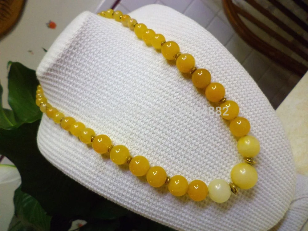 

hot sell- N355 Mouse over image to zoom Details about Vintage Chinese Genuine Yellow Jade Graduated Bead Necklac -Top quality fr