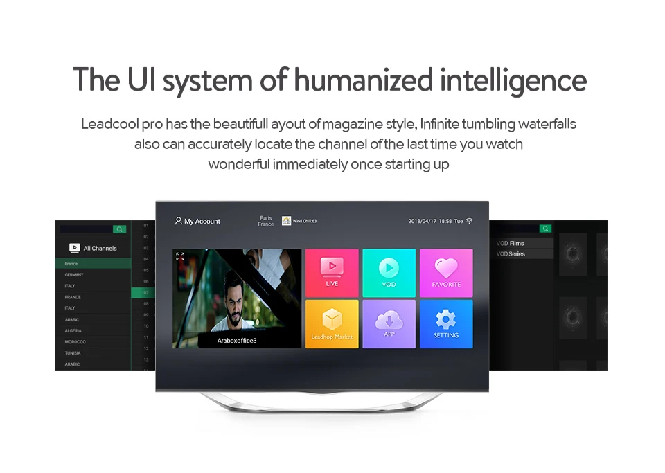Leadcool Pro ТВ коробка с Ip Франция подписки Android 8,1 RK3229 1 Гб 8 год QHD арабский Тунис Italia тюнер для просмотра телеканалов Нидерландов