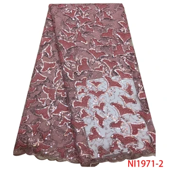 

2019 New French Velvet Lace with Sequins High Quality Embroidery Lace Fabric for African Party Dress AMYNI1971-1