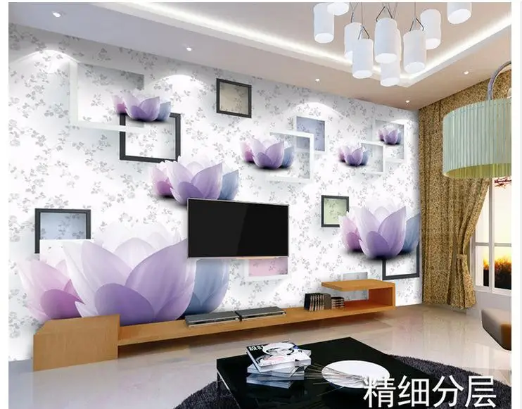 

Customized 3d photo wallpaper 3d wall murals wallpaper Quietly elegant lotus 3 d TV setting wall paint 3d wallpaper living room