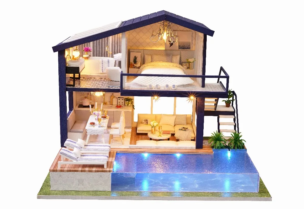 Casa de Boneca Móveis de Madeira Caixa em Miniatura Casa de Bonecas Brinquedos para Crianças Casa Faça Você Mesmo Puzzle Montar 3d Miniaturas s Kits Presente Aniversário 11 Cheap Casas de boneca