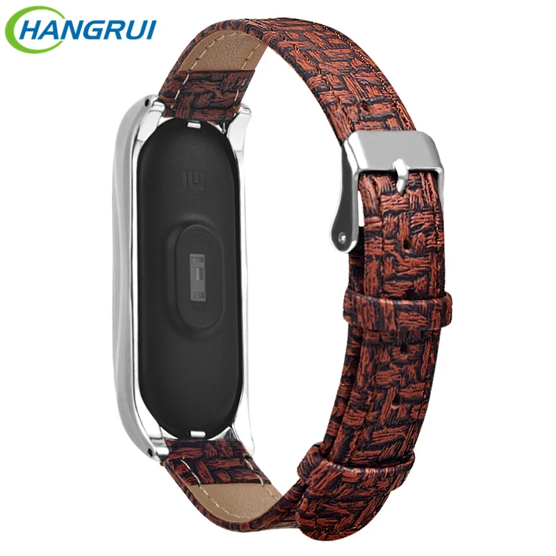 Hangrui Leather Smart Watch Band For Xiaomi Mi Band 3 Strap Sport Genuine Leather For Xiaomi Mi Band 3 Bracelet Miband 3 Strap