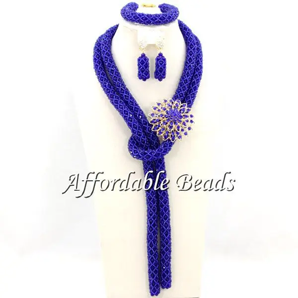 Royal Blue Costume Gold Jewelry Set Unique African Fashion Sets New Design Free Shipping BN230 | Украшения и аксессуары