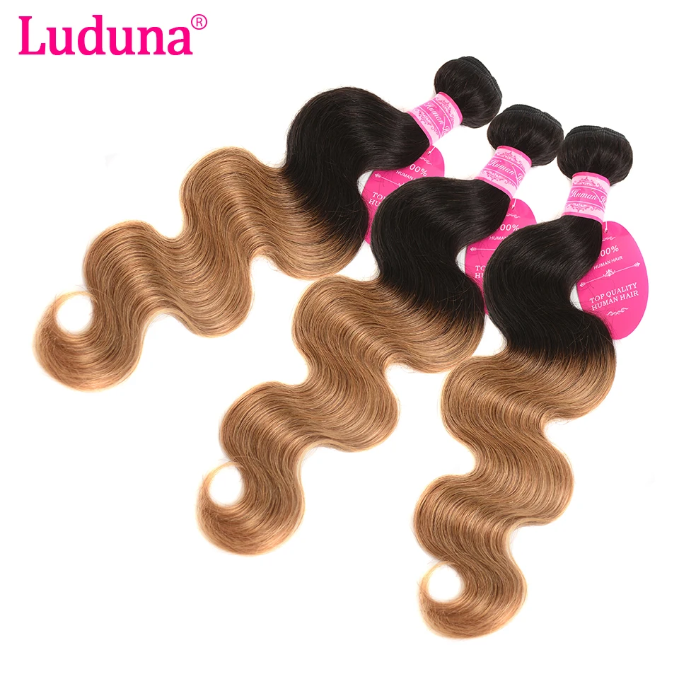 Ombre 3 Bundles Brazilian Body Wave Human Hair Weave Bundles Two Tone 1B 27 Black Blonde Non Remy Hair Extensions Luduna Hair Ombre 3 Bundles Brazilian Body Wave Human Hair Weave Bundles Two Tone 1B 27 Black Blonde Non Remy Hair Extensions Luduna Hair