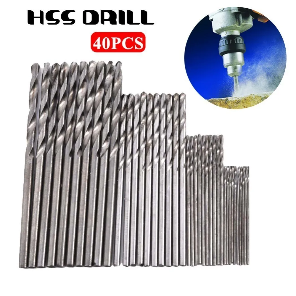 40pcs Titanium HSS Drill Bits Coated 5 8 15 20mm Stainless Steel HSS