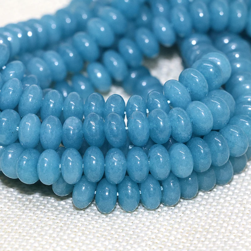 

Charming blue jades stone chalcedony beads 5*8mm abacus rondelle shape loose beads high grade women jewelry making 15inch B165