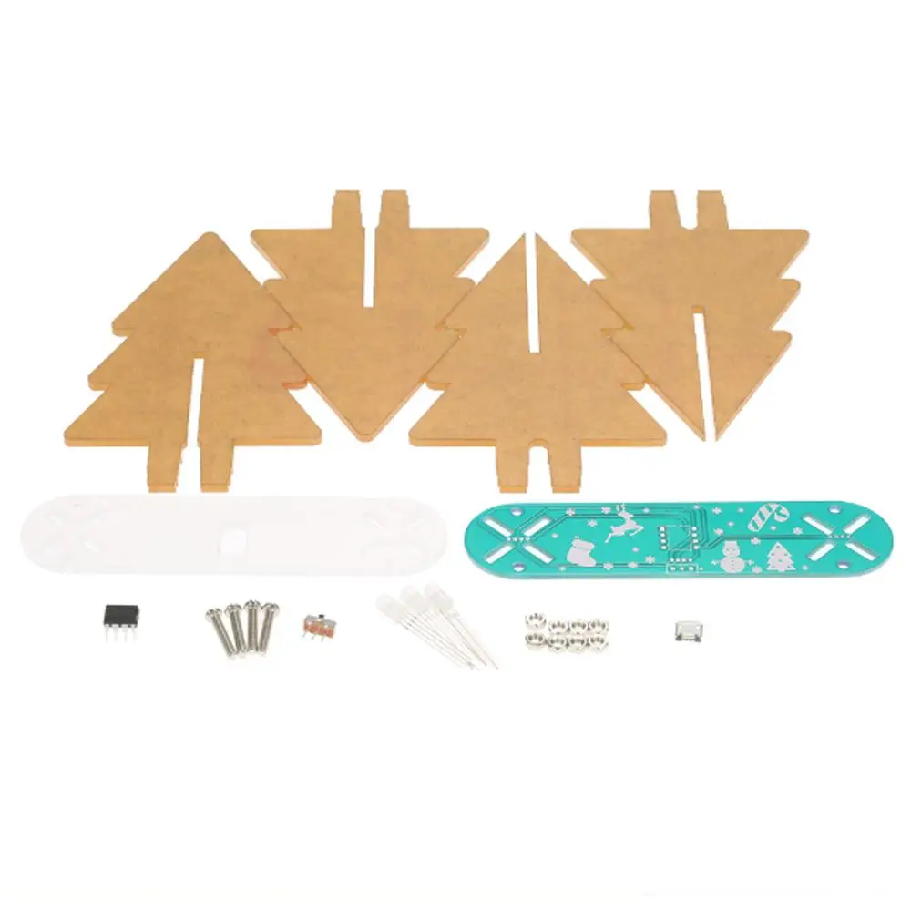 

DIY Full Color Changing LED Acrylic 3D Christmas Tree Electronic Learning Kit Green PCB Board+Scrub acrylic