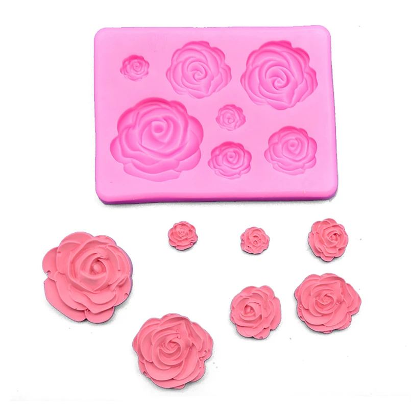 Fondant Silicone Mold DIY Chocolate Rose Flower Silicone Cake Mold Craft Soap Fimo Polymer Clay Resin Decorating #4D21 (6)