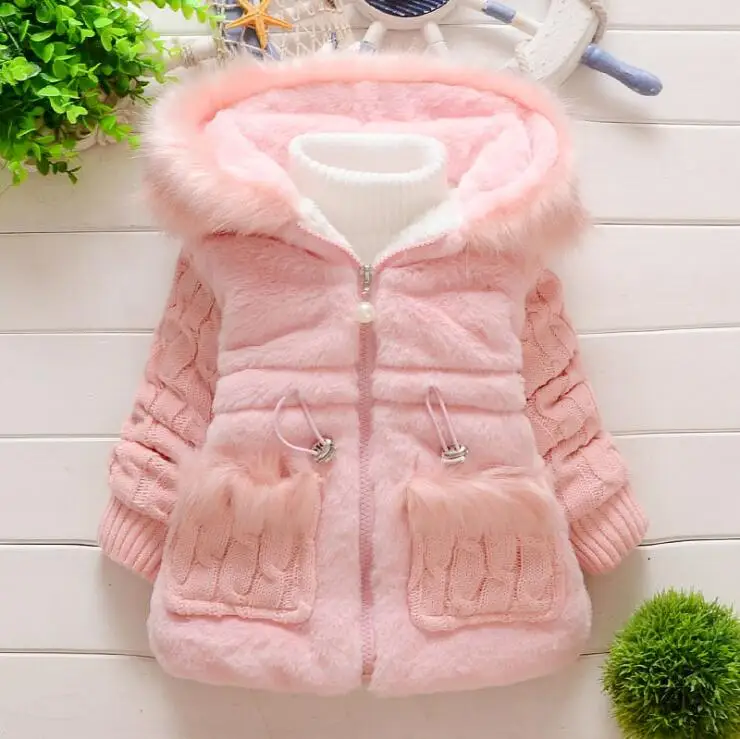 Зимняя одежда для маленьких девочек пальто с искусственным мехом теплая детская куртка утепленная верхняя одежда с капюшоном с леопардовым принтом для детей с хлопковой подкладкой - Цвет: style 2