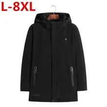 Высокое качество размера плюс 8XL 7XL 6XL 5XL зимняя куртка мужская на молнии Зимняя хлопковая одежда Электрический нагрев сохраняет тепло шапка съемная