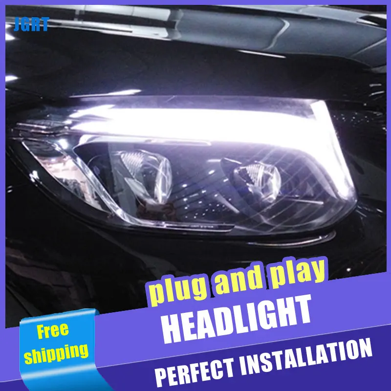 Online 2PCS Auto Stil LED scheinwerfer für Benz AMG GLC 2008 2013 für GLC kopf lampe LED DRL Objektiv doppel Strahl H7 HID Xenon bi xenon objektiv